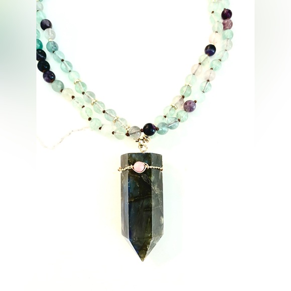 Tiny Devotions Labradorite, Amethyst & Aquamarine MALA Necklace. Gender neutral. - Picture 7 of 9